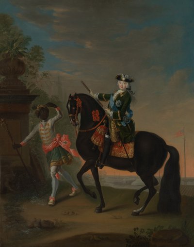 Die Kaiserin Elisabeth von Russland 1709-1762 zu Pferd, begleitet von einem Pagen, nach 1743-49 von Georg Cristoph Grooth