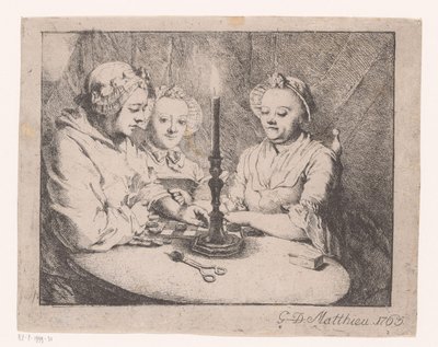 Damen, die bei Kerzenlicht Dame spielen von Georg David Matthieu