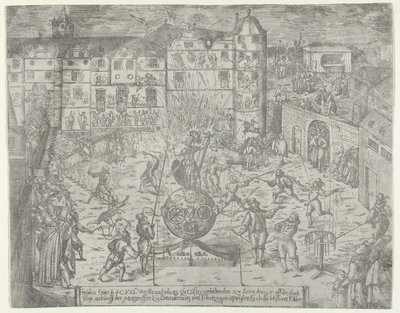 Feuerwerk am 23. Juni 1595 zur Einfahrt des Markgrafen von Brandenburg nach Küstrin von Georg Keller