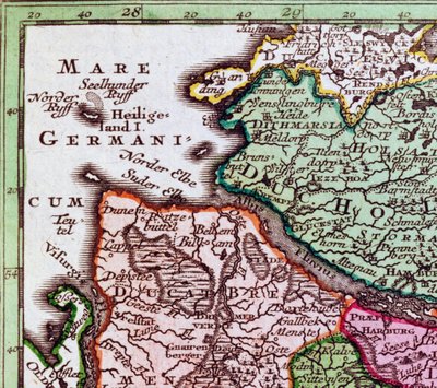 (Detail) Helgoland von einer Karte Norddeutschlands von Georg Matthäus Seutter