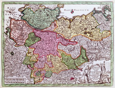 Karte von Norddeutschland, aus einem Atlas von Georg Matthäus Seutter