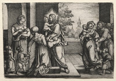 Christus mit kleinen Kindern von Georg Pencz