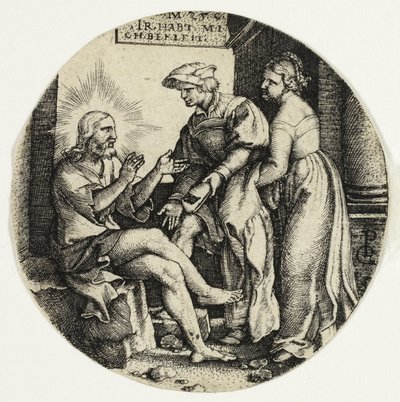 Die Nackten kleiden, aus Die sieben Werke der Barmherzigkeit von Georg Pencz