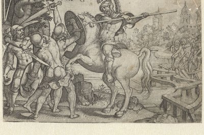 Horatius Cocles verteidigt die Brücke über den Tiber (Serientitel: Geschichten aus der frühen römischen Geschichte) von Georg Pencz