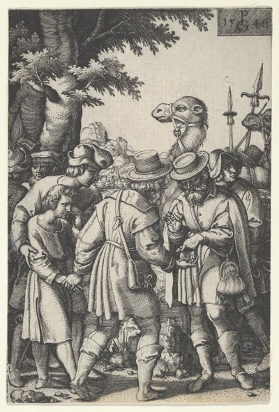 Joseph wird an die Händler verkauft, aus Die Geschichte von Joseph, 1546 von Georg Pencz