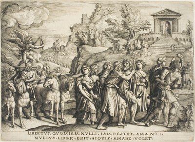 Der Triumph der Liebe, Platte eins aus Die Triumphe von Petrarca von Georg Pencz