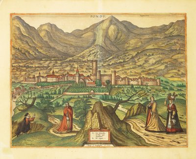 Karte von Fondi, Region Latium aus Civitates Orbis Terrarum von Georg Braun von Georg Braun and Hogenberg Franz