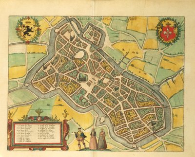 Karte von Lille aus Civitates Orbis Terrarum von Georg Braun and Hogenberg Franz