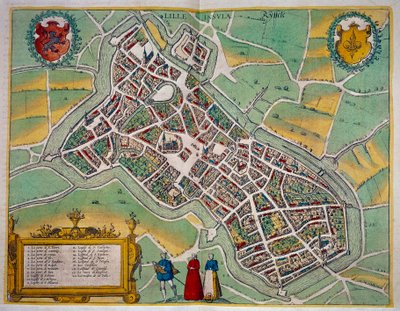 Karte der Stadt Lille aus „Civitates Orbis Terrarum“ von Georg Braun (1541-1622) und Frans Hogenberg (1535-1590) Um 1572-1617. Paris, B.N. von Georg Braun and Hogenberg Franz
