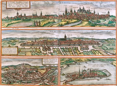 Nürnberg, Ulm, Salzburg, Lindau, Deutschland, Österreich von Georg and Hogenberg Franz (1535 90) Braun