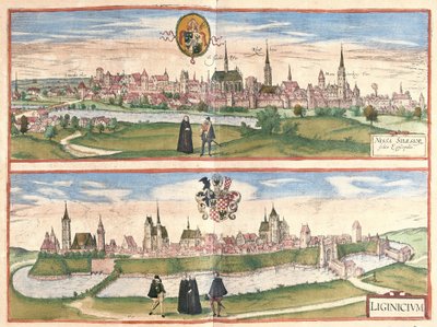 Nysa und Legnica (Lignica), Polen (Gravur) von Georg Braun and Hogenberg Franz
