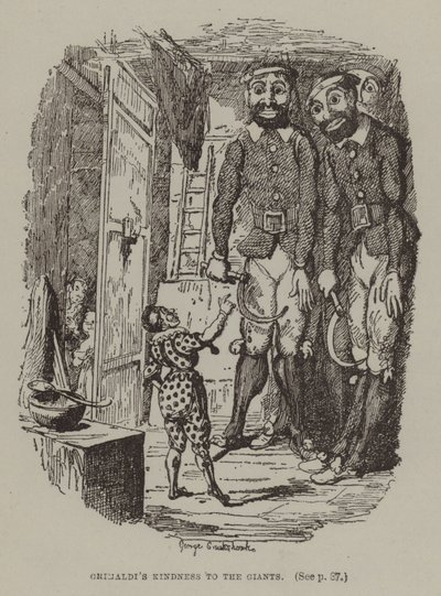 Grimaldis Freundlichkeit zu den Riesen von George (after) Cruikshank