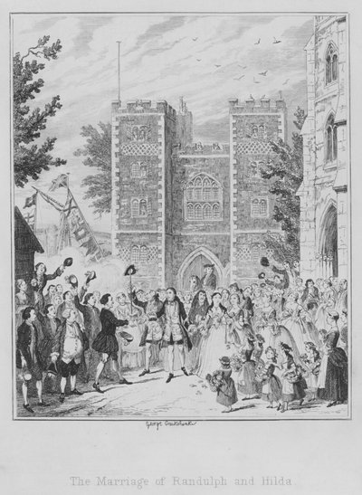 Die Hochzeit von Randulph und Hilda von George (after) Cruikshank