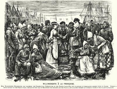 Punch-Karikatur: Billingsgate à la Française (Gravur) von George (after) Du Maurier