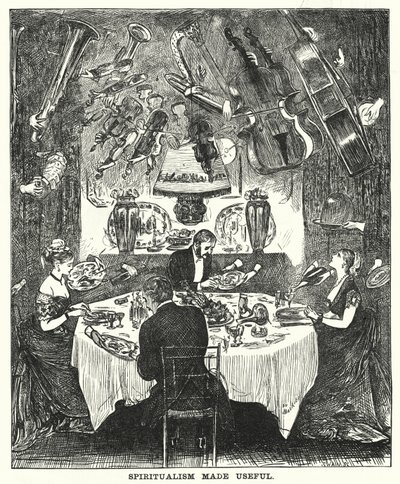 Punch-Karikatur: Spiritualismus nützlich gemacht von George (after) Du Maurier