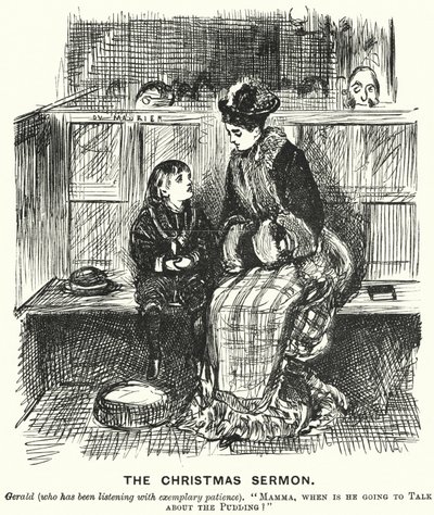 Punch-Karikatur: Die Weihnachtspredigt (Stich) von George (after) Du Maurier