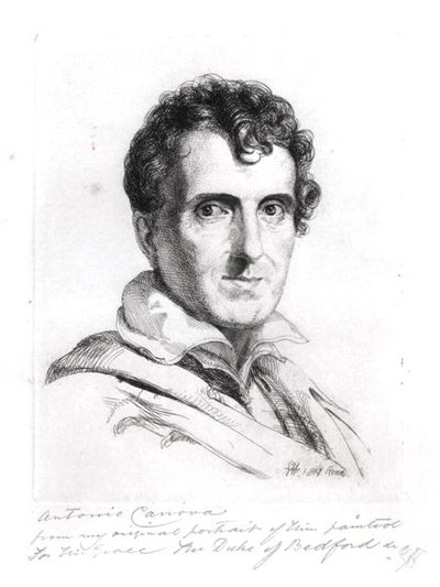 Porträt von Antonio Canova (1757-1822) 1817 (Stich) von George (after) Hayter