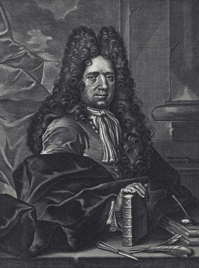 Porträt von George Shelley, englischer Kalligraph des 18. Jahrhunderts, Gravur von George Bickham von George (c.1706–71) Bickham