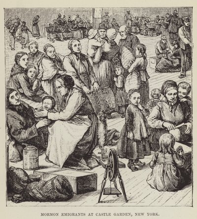 Mormonische Auswanderer im Castle Garden, New York von George Augustus Sala