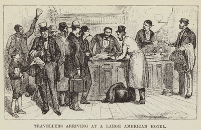Reisende kommen in einem großen amerikanischen Hotel an von George Augustus Sala