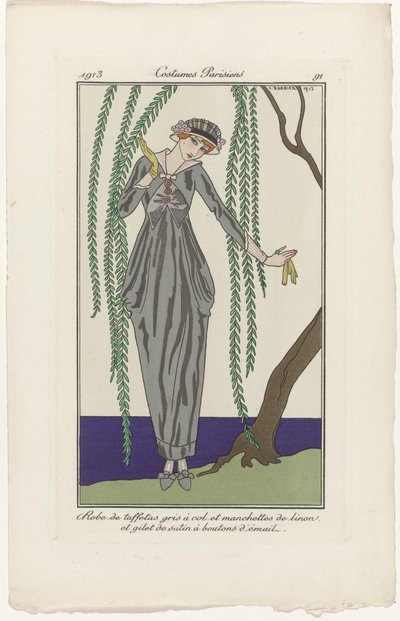 Journal des Dames et des Modes, Costumes Parisiens, 1913, Nr. 91: Taffetakleid von George Barbier