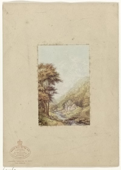 Hügelige Landschaft mit Bach von George Baxter