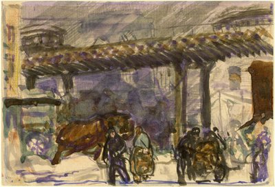 Ein Wintertag - Unter der Hochbahn nahe der Brooklyn Bridge von George Bellows