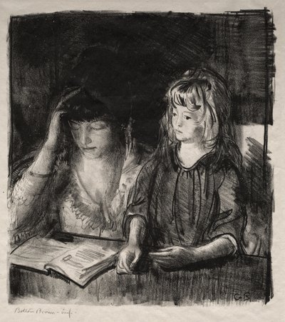 Mrs. Bellows liest ihrer Tochter Anne vor von George Bellows