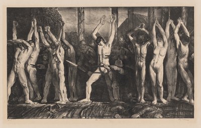 Die Barrikade, erster Stein von George Bellows