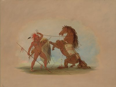 Ein Pawnee-Krieger opfert sein Lieblingspferd von George Catlin