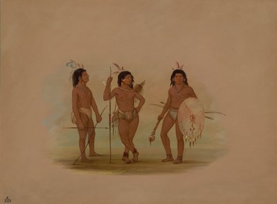 Ein Puelchee-Häuptling und zwei junge Krieger, 1854-1869 von George Catlin