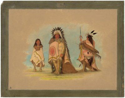 Ein Sioux-Häuptling, seine Tochter und ein Krieger von George Catlin