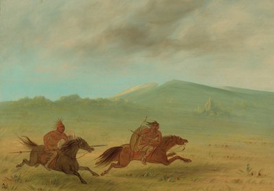 Ein Osage-Indianer verfolgt einen Camanchee von George Catlin