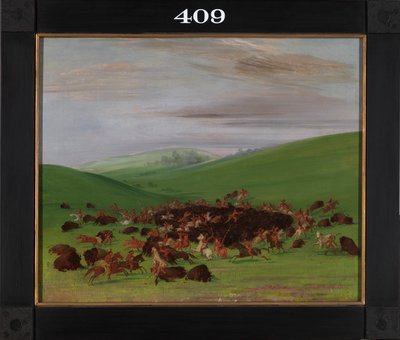 Büffeljagd, ein Umzingeln durch die Hidatsa von George Catlin