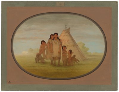 Kinder des Camanchee-Häuptlings und Wigwam von George Catlin