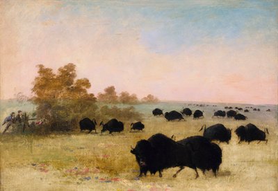 Catlin und Gruppe auf Büffeljagd, Oberer Missouri von George Catlin