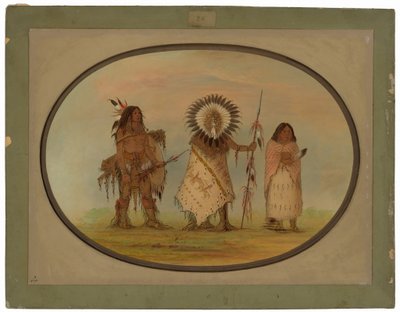 Crow-Häuptling, seine Frau und ein Krieger von George Catlin