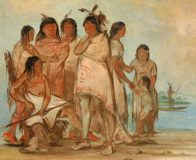 Du-cór-re-a, Häuptling des Stammes, und seine Familie von George Catlin
