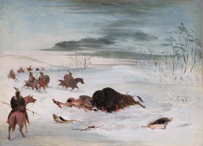 Sterbender Büffel in einer Schneeverwehung von George Catlin