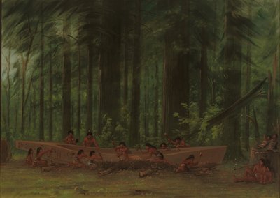Ausgrabung eines Kanus - Nayas-Indianer von George Catlin