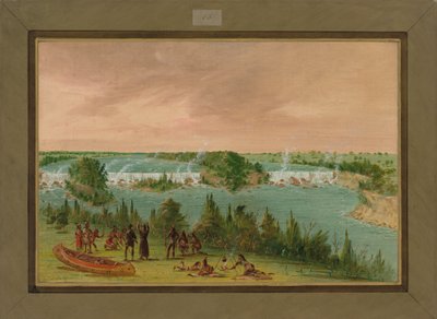 Pater Hennepin und seine Männer an den St. Anthony-Fällen, 1. Mai 1680, 1847-48 von George Catlin