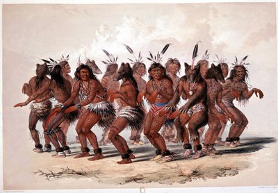 Indischer Bärentanz - Lithografie von Georges Catlin von George Catlin