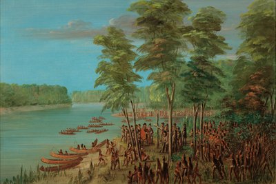 La Salle nimmt Besitz vom Land an der Mündung des Arkansas. 10. März 1682, 1847-1848 von George Catlin