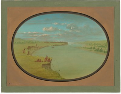 Mandan-Dorf - Eine entfernte Ansicht von George Catlin