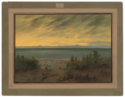 Nayas Dorf bei Sonnenuntergang von George Catlin
