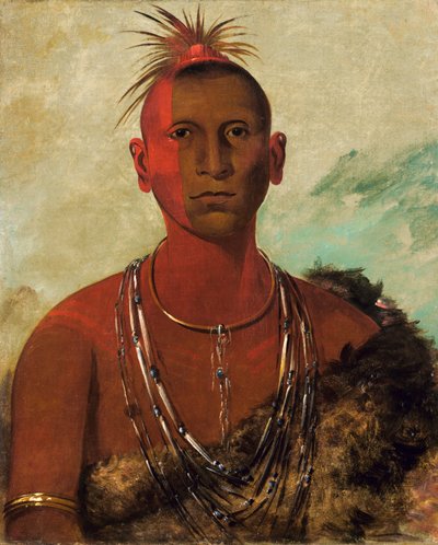 Náh-se-ús-kuk, Wirbelnder Donner, Ältester Sohn von Black Hawk, 1832 von George Catlin