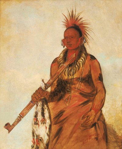 No-o-mún-nee, Geht im Regen, ein Krieger von George Catlin