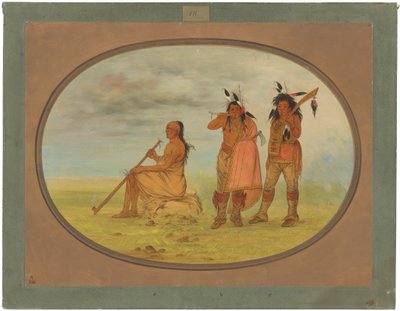 Alter Menominee-Häuptling mit zwei jungen Gecken von George Catlin