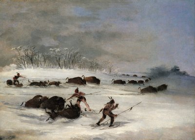 Sioux-Indianer auf Schneeschuhen, die Büffel jagen von George Catlin
