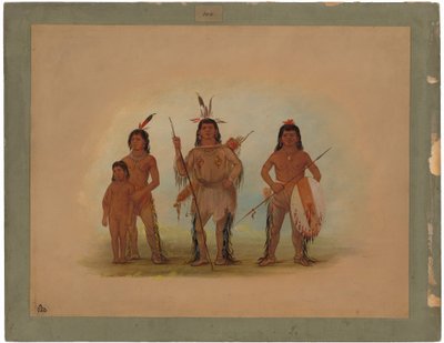 Spokan-Häuptling, zwei Krieger und ein Junge von George Catlin